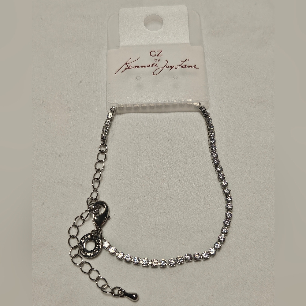 CZ BY KENNETH JAY LANE Delicate Round Tennis Bracelet Cubic Zirconia BRAND NEW